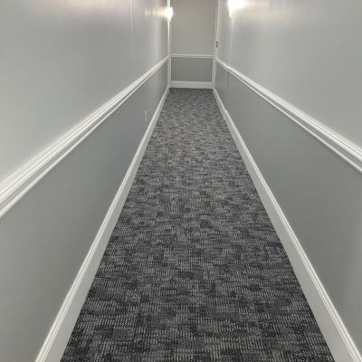 grey carpet installations in a Quincy hallway