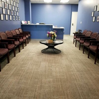 carpet installation in a Quincy office waiting area