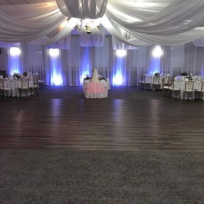 wood look flooring and carpets in a Quincy event venue